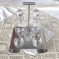 Set condimento in cristallo e acciaio inox (5 pz)