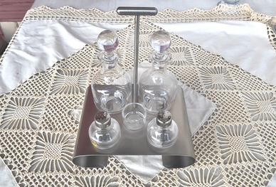 Set condimento in cristallo e acciaio inox (5 pz)