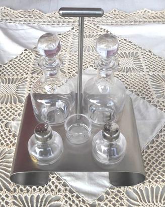 Set condimento in cristallo e acciaio inox (5 pz)