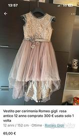 Vestito romeo gigli rosa antico 12 anni