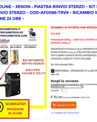 PIASTRA RINVIO STERZO - KIT SBR REVISIONE RINVIO