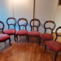 N.6 SEDIE ANTICHE "LUIGI FILIPPO" EPOCA OTTOCENTO