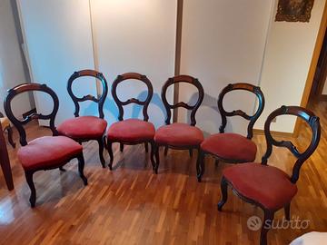 N.6 SEDIE ANTICHE "LUIGI FILIPPO" EPOCA OTTOCENTO
