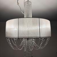 Lampadario a sospensione cristalli e paralume