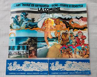 Dépliant + 2 Adesivi Camping La Comune Anni '70