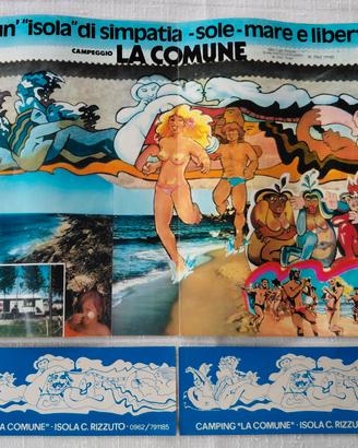 Dépliant + 2 Adesivi Camping La Comune Anni '70
