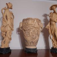 Coppia statue cinesi e vaso