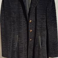 Cappotto velluto damascato donna nero