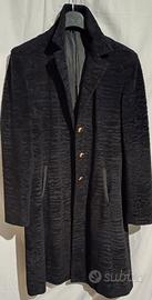 Cappotto velluto damascato donna nero