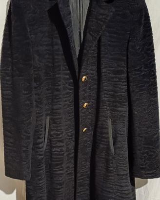 Cappotto velluto damascato donna nero