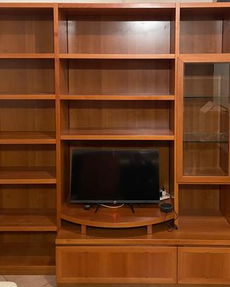 Mobile tv/libreria in legno massiccio