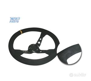 VOLANTE INVERTITO IN PELLE SCAMOSCIATA NERA CON BR