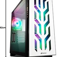 Sharkoon Elite Shark CA300T Case da Gaming, Bianco
