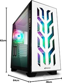 Sharkoon Elite Shark CA300T Case da Gaming, Bianco
