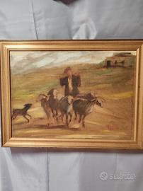 Quadro dipinto acrilico su faesite firmato 