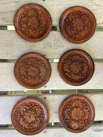 Antico set cinese in legno intagliato