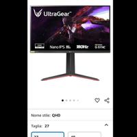 LG 27GL850 27" NanoIPS  QuadHD 180Hz