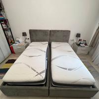 Letto singolo contenitore+materasso memory foam x2