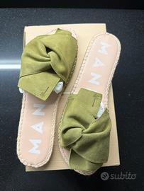 MANEBI Hampton sandalo ciabatta camoscio kaki