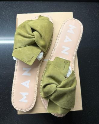 MANEBI Hampton sandalo ciabatta camoscio kaki