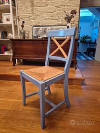 sedie in legno massello azzurro e faggio -set da 6