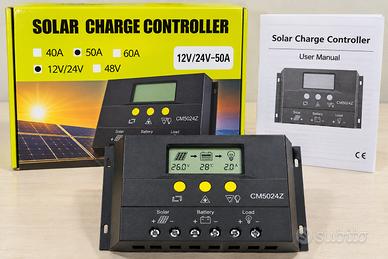 Regolatore di carica solare 50A 12V/24V LCD