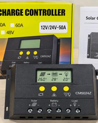 Regolatore di carica solare 50A 12V/24V LCD
