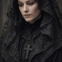 Antica spilla croce lutto vittoriana 1880