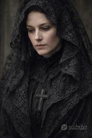 Antica spilla croce lutto vittoriana 1880