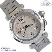 CARTIER Pasha C 2377 GMT Meridian 36MM silver dial