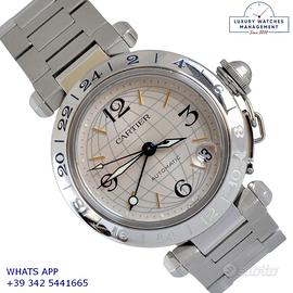 CARTIER Pasha C 2377 GMT Meridian 36MM silver dial