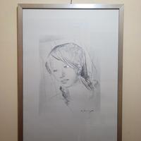Litografia "Volto di donna" di G. Meralangelo 