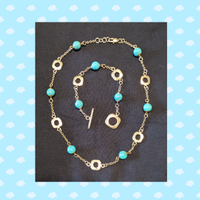 2 bracciali + collana acciaio e turchese