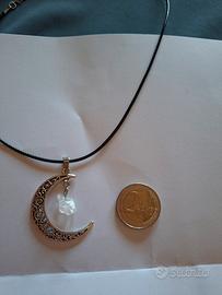 Collana donna con ciondolo luna e pietra lunare