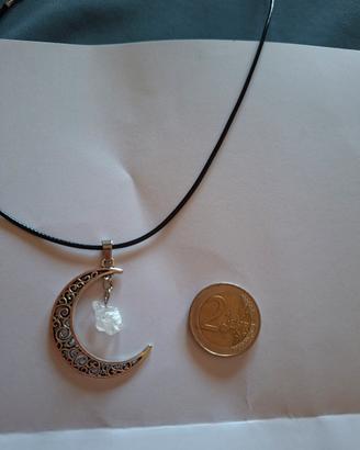 Collana donna con ciondolo luna e pietra lunare