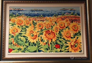serigrafia Athos Faccicani aria tra i girasoli 