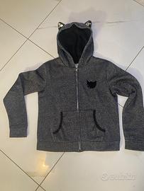 Felpa bimba idexe nera zip con lame’ 13 anni