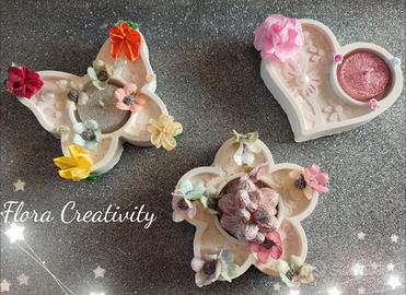 Porta candela / piantina in gesso ceramico