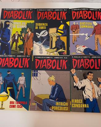 6 Fumetti Diabolik - Anno XXV N.1/3/4/5/6/8
