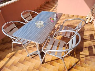 tavolino e sedie alluminio 