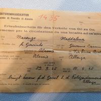 lascia passare nazista anno 1945