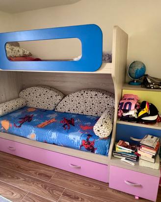 Cameretta unisex per bambini con 3 letti