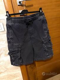 Pantaloncino Jeans corto cargo grigio slavato