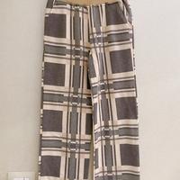 Pantalone palazzo gamba larga Scozzese chiaro TU