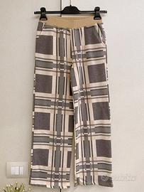 Pantalone palazzo gamba larga Scozzese chiaro TU