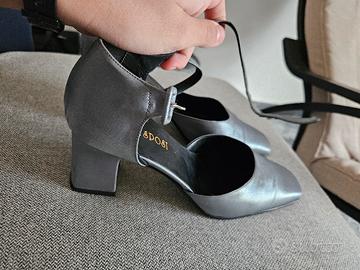 Scarpe argento tacco Adriana Sposa