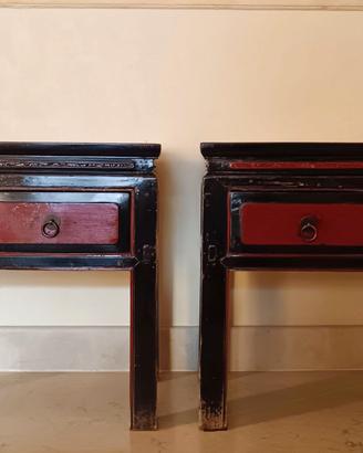 Coppia di tavolini o comodini antiquariato cinese