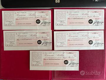 Miniassegni banca Sella, Biella 1976