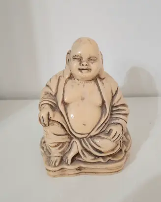 Statua Buddha Vintage in Resina/Polvere di Marmo