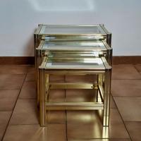 tris di tavolini anni 70 ' in ottone 